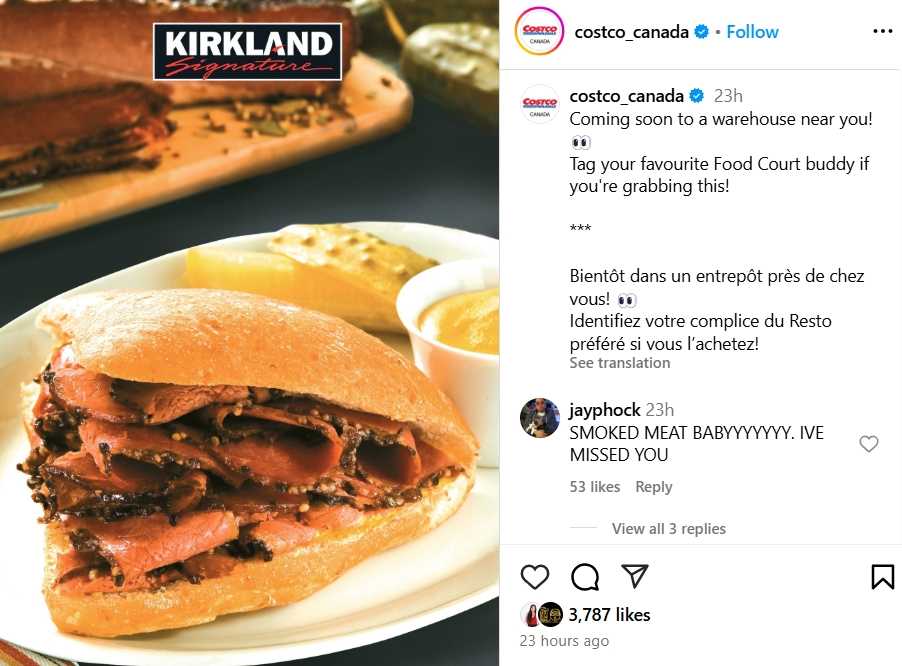Costco's Popular Montreal Smoked Meat Sandwich to Make a Comeback in Canada